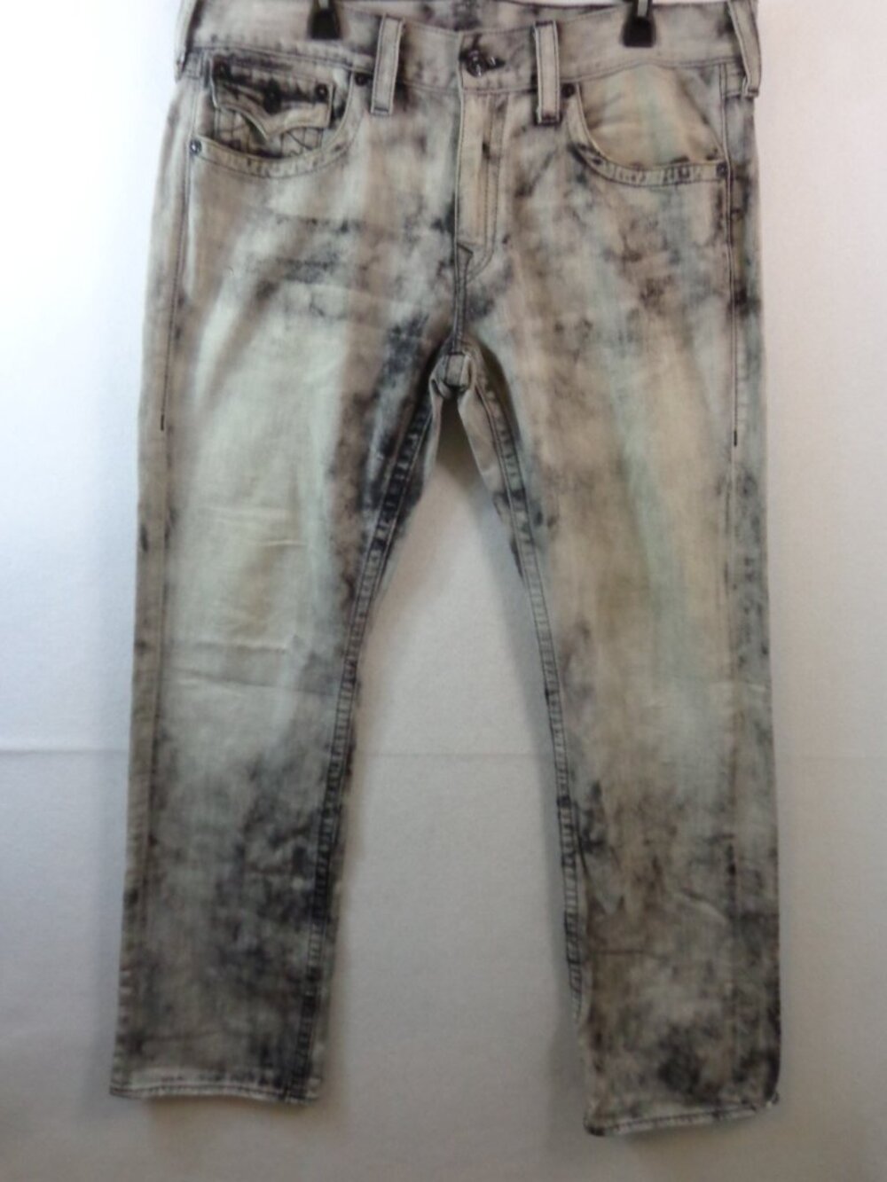 True Religion Jeans Men's 36/34 Ricky Classic Straight Black Grey M08859GJ3